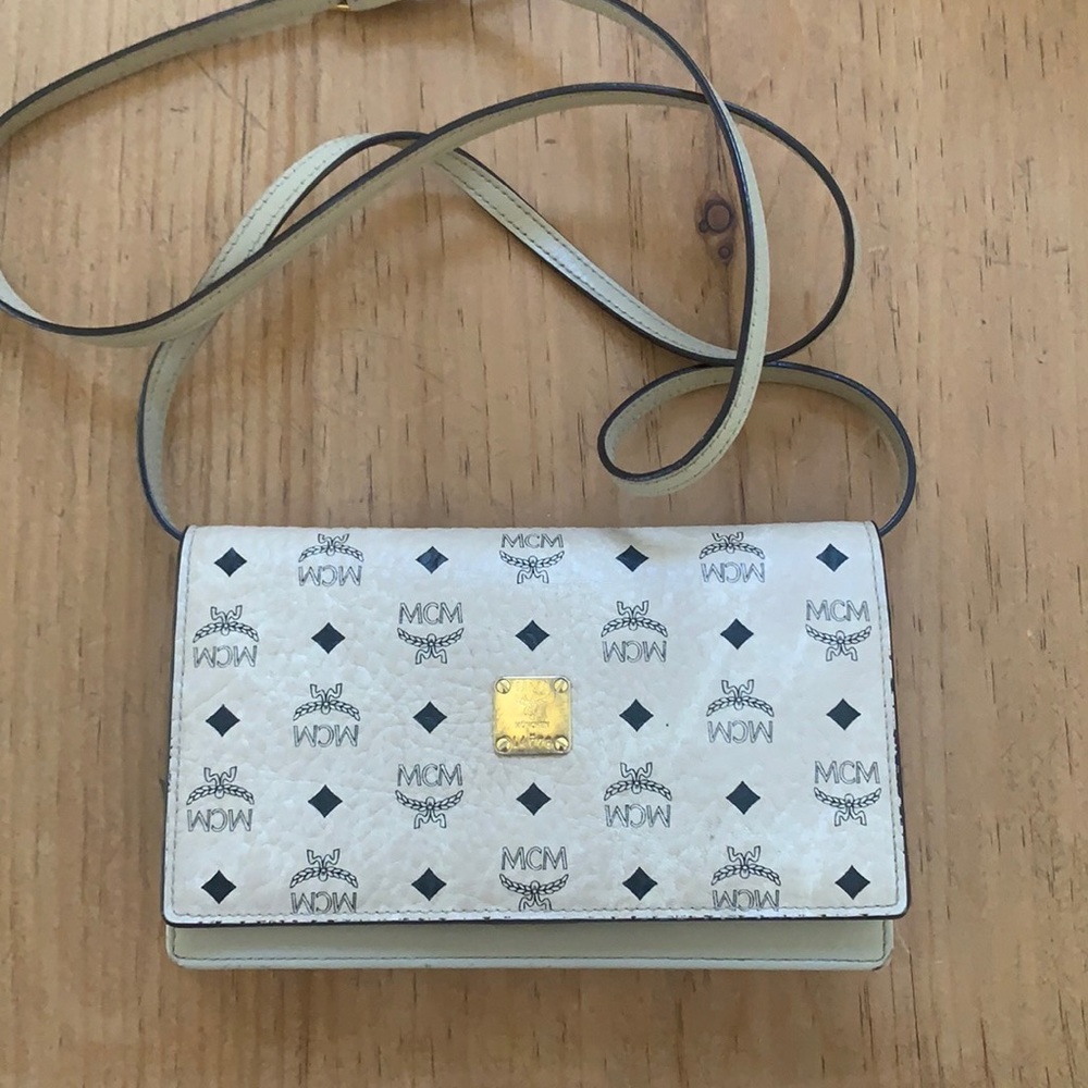 Beige MCM Large Cross Body Wallet